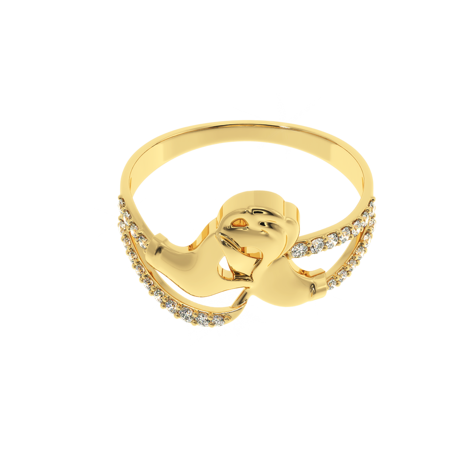 Solitairekart 14K Gold Couple Hands Lab Diamond Ring